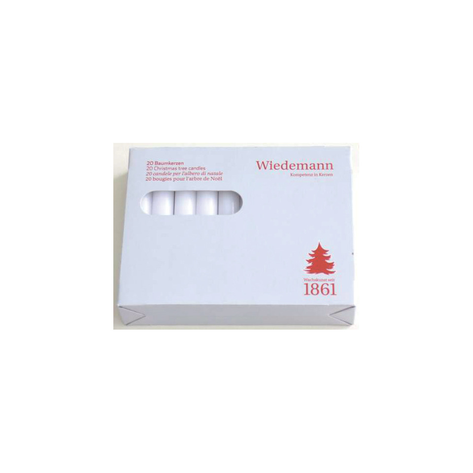 Christbaumkerze, 96x13mm, weiß, 20 Stück