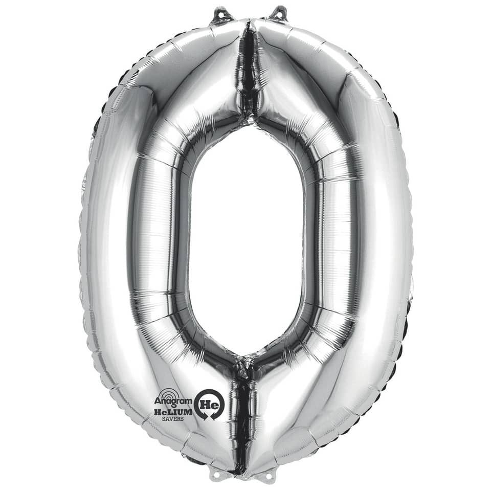Folienballon Zahl 0 - silber