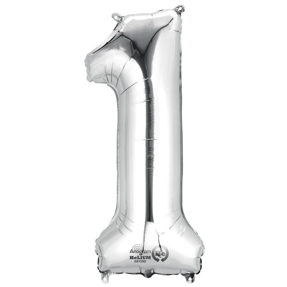 Folienballon Zahl 1 - silber