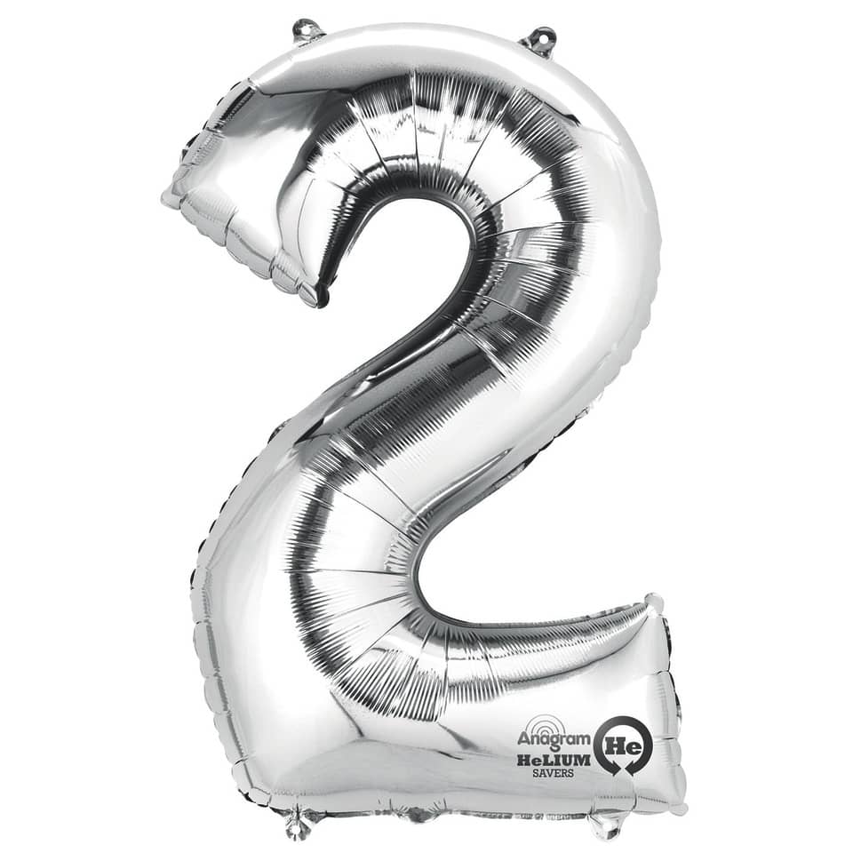 Folienballon Zahl 2 - silber