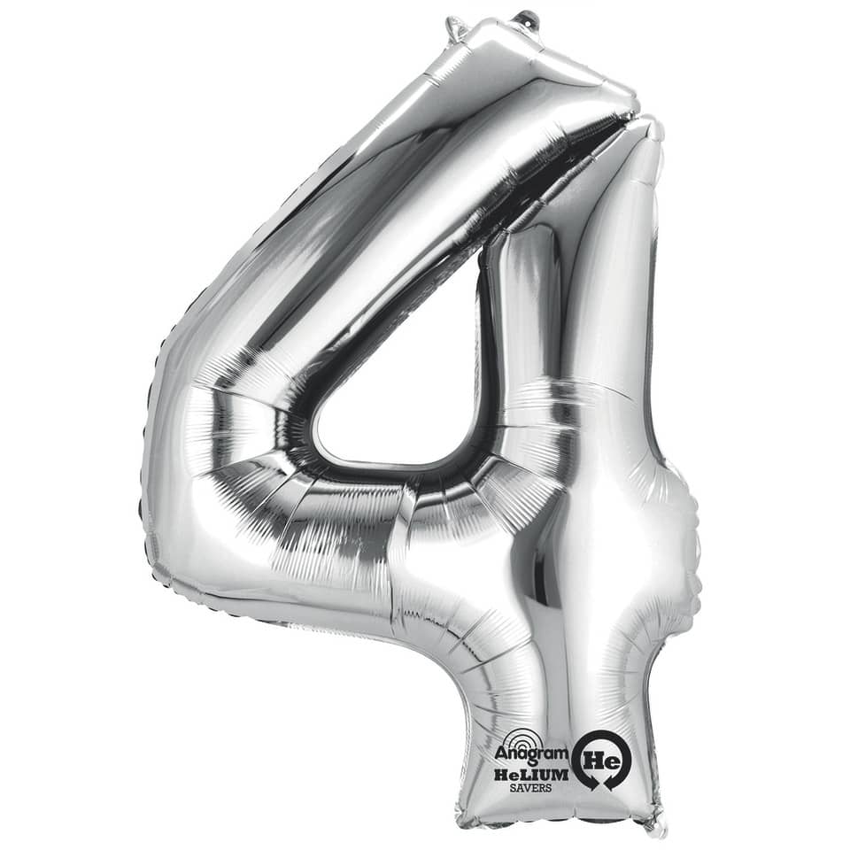 Folienballon Zahl 4 - silber