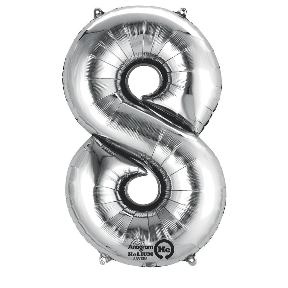 Folienballon Zahl 8 - silber