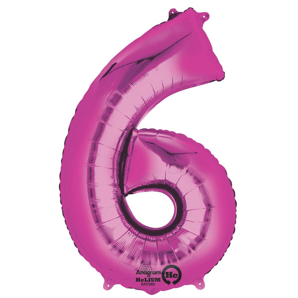 Folienballon XXL Zahl 6 - rosa