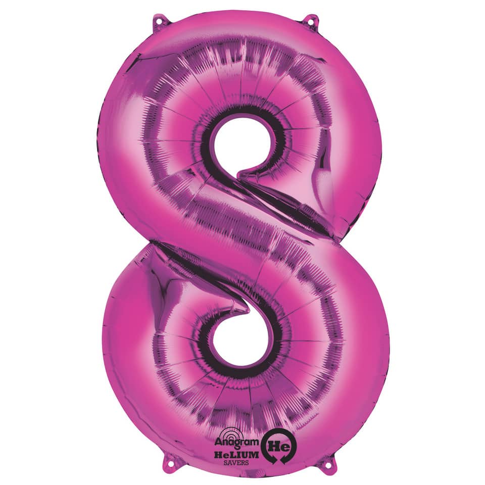 Folienballon XXL Zahl 8 - rosa
