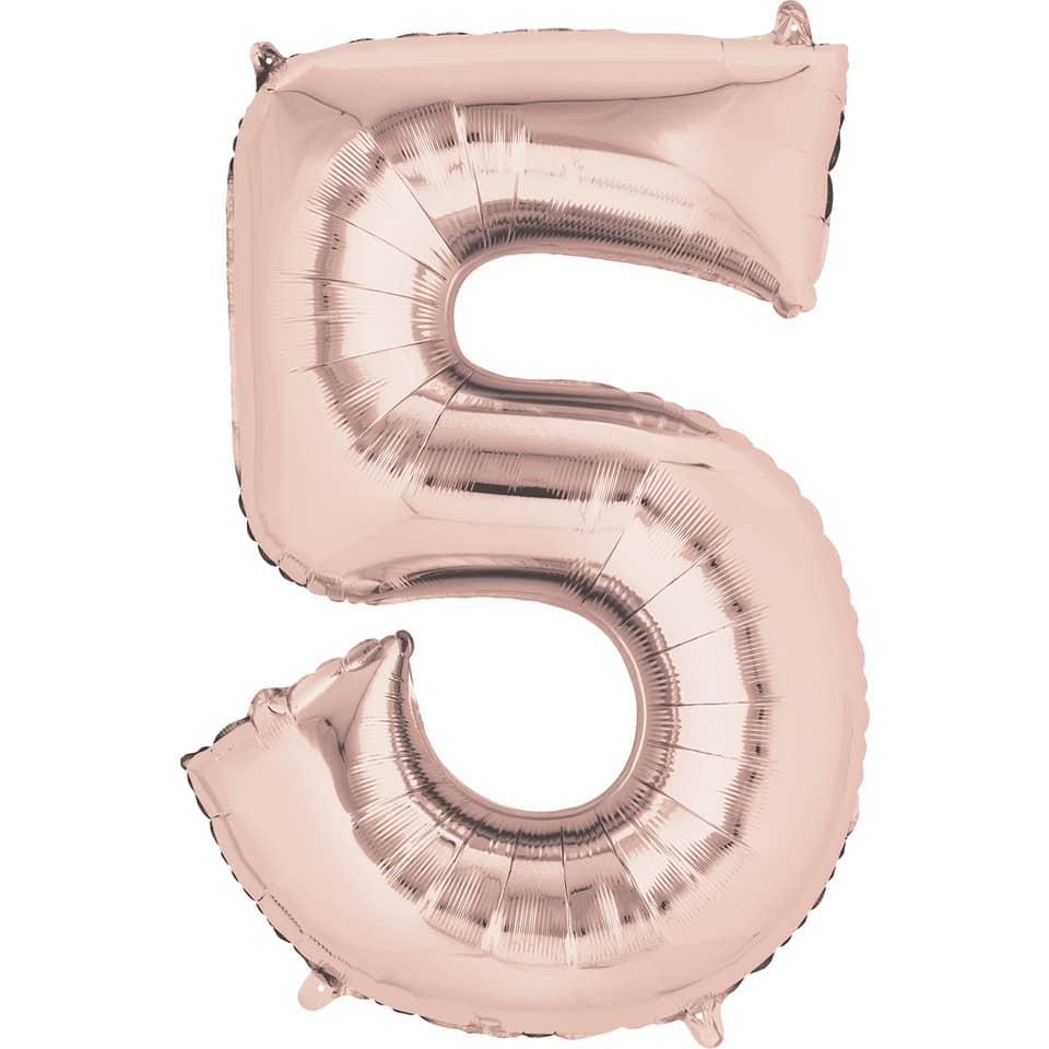 Folienballon XXL Zahl 5 - rose gold