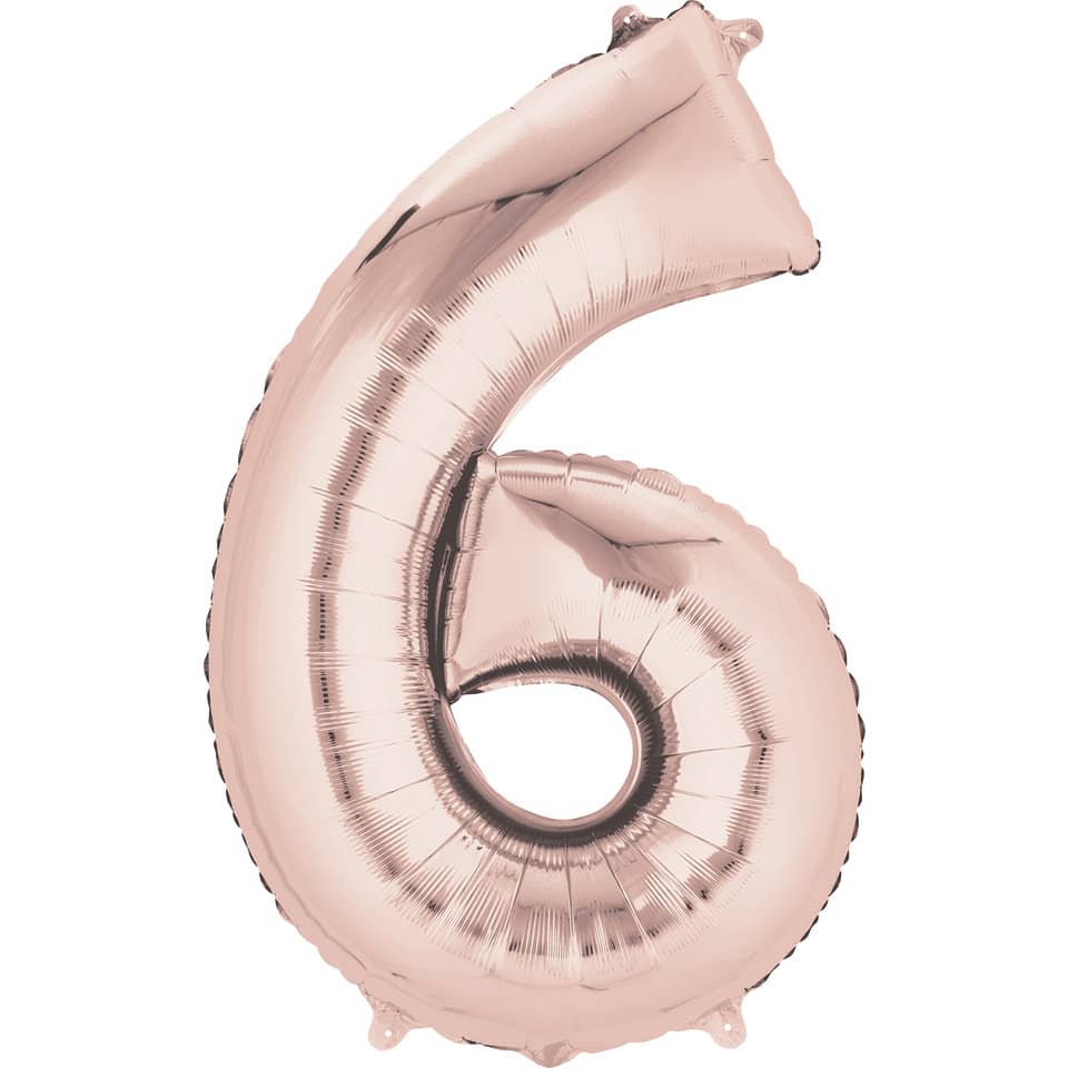 Folienballon XXL Zahl 6 - rose gold