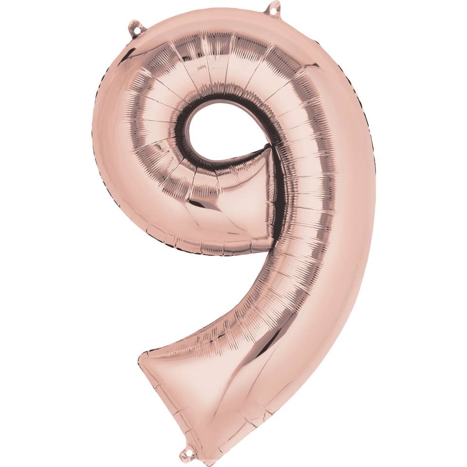 Folienballon XXL Zahl 9 - rose gold