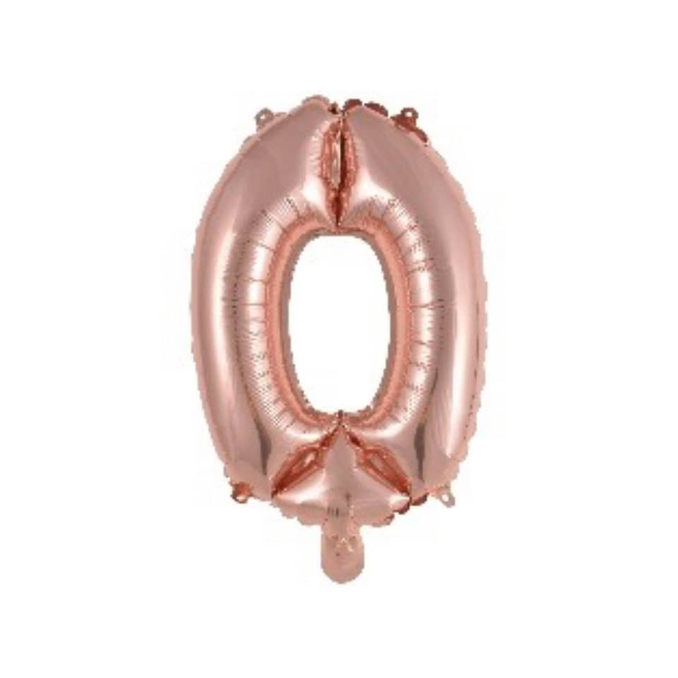 Folienballon Mini Zahl 0 - 35 cm, rose