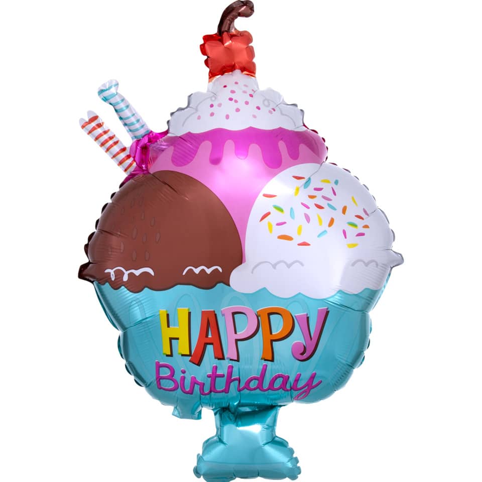 Folienballon Happy Birthday Eisbecher