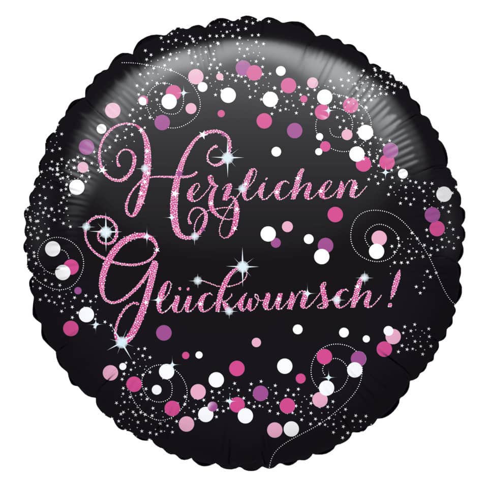 Folienballon Herzlichen Glückwunsch pink - Ø 43 cm