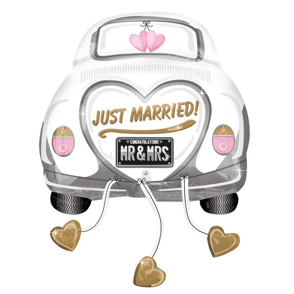 Folienballon Hochzeit Auto Just married - 58 x 79 cm