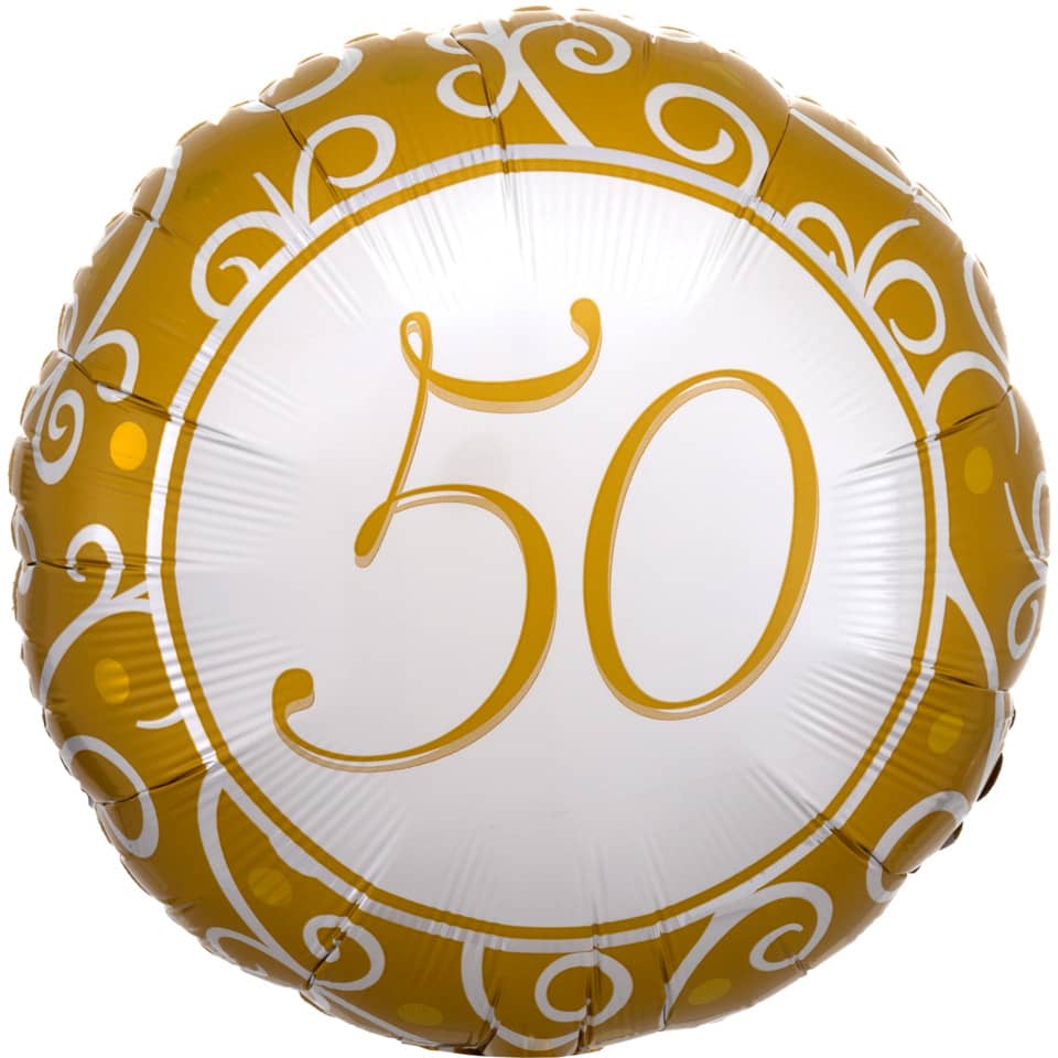 Folienballon Goldene Hochzeit 50 - Ø 43 cm
