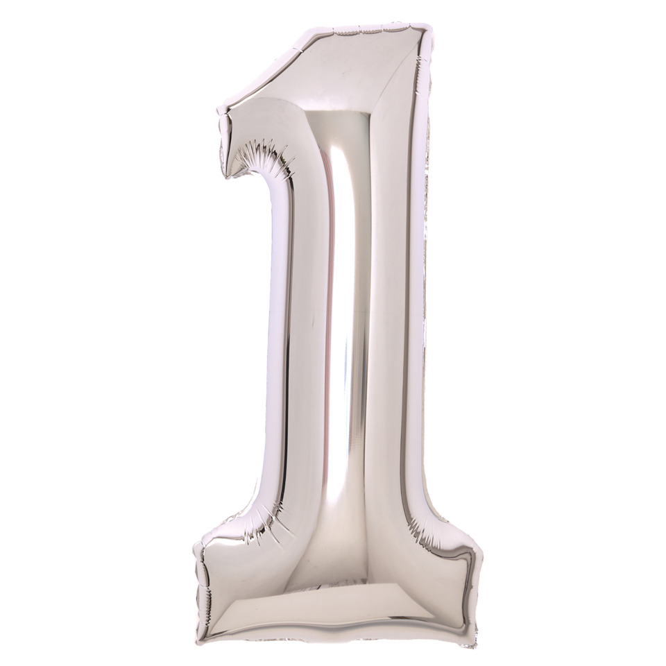 Folienballon XL Zahl 1 - 63 cm, silber