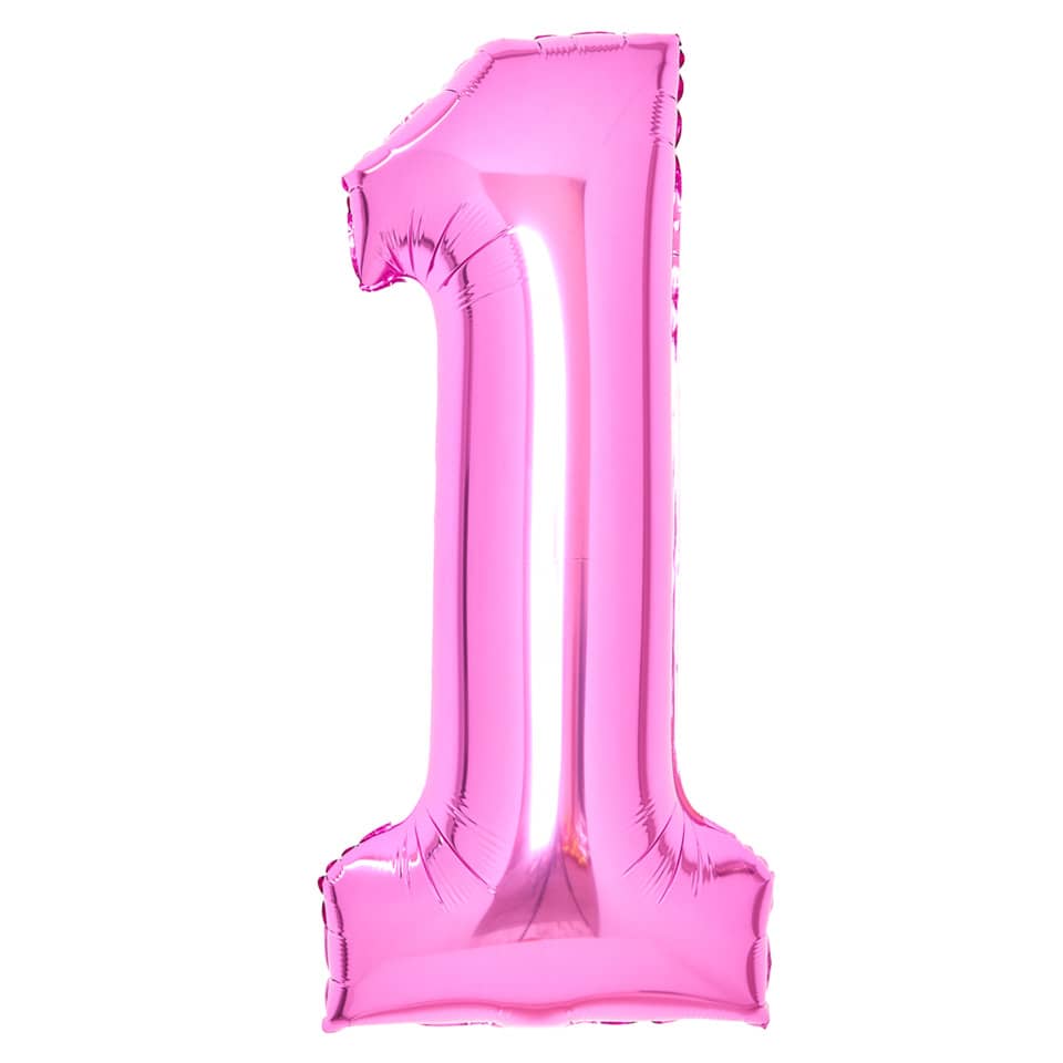 Folienballon XL Zahl 1 - 63 cm, pink