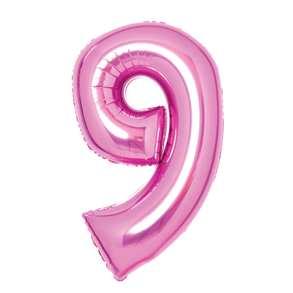Folienballon XL Zahl 9 - 63 cm, pink