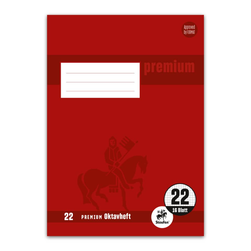 Oktavheft PREMIUM Academy LIN 22 - A6, 90 g/qm, 32 Blatt, kariert