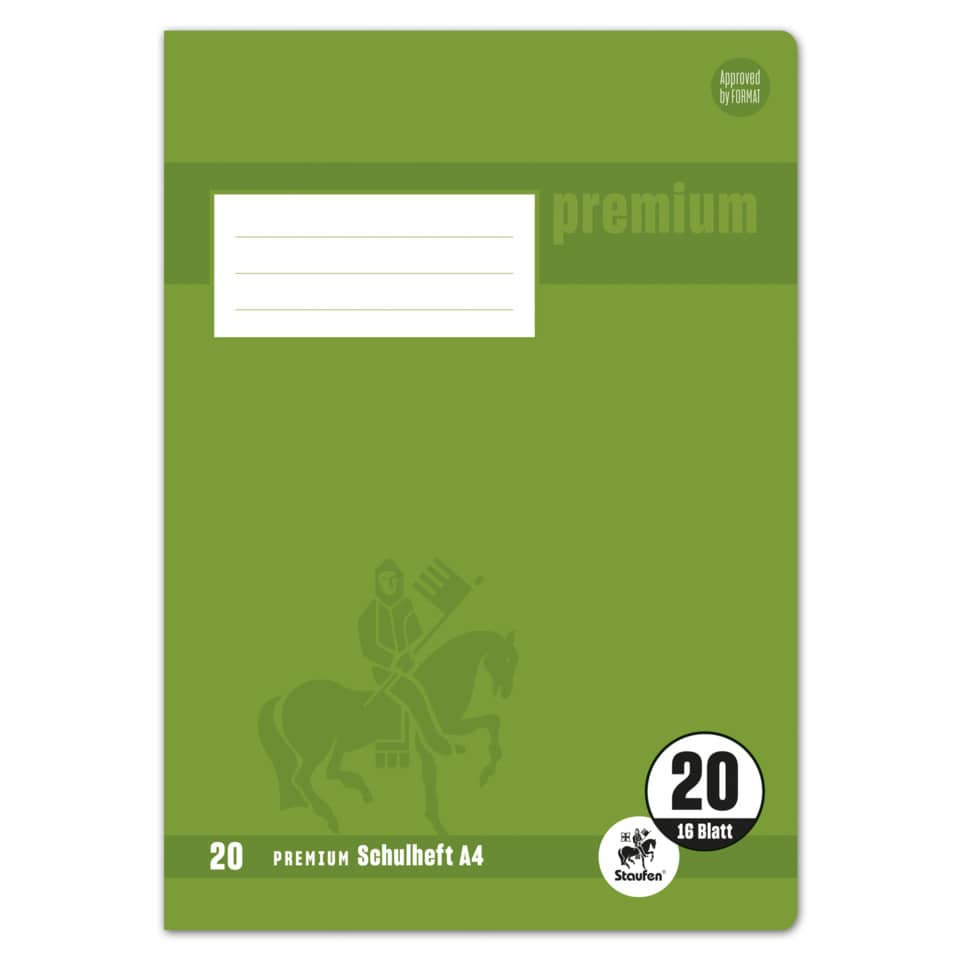 Heft PREMIUM LIN 20 - A4, 16 Blatt, 90 g/qm, blanko mit PREMIUM LIN ienblatt
