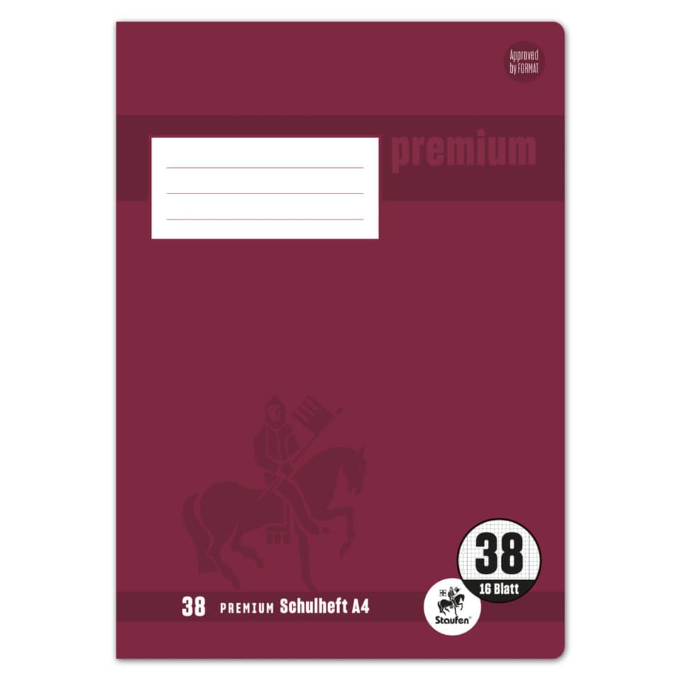 Heft PREMIUM LIN 38 - A4, 16 Blatt, 90 g/qm, kariert, perforiert, gelocht