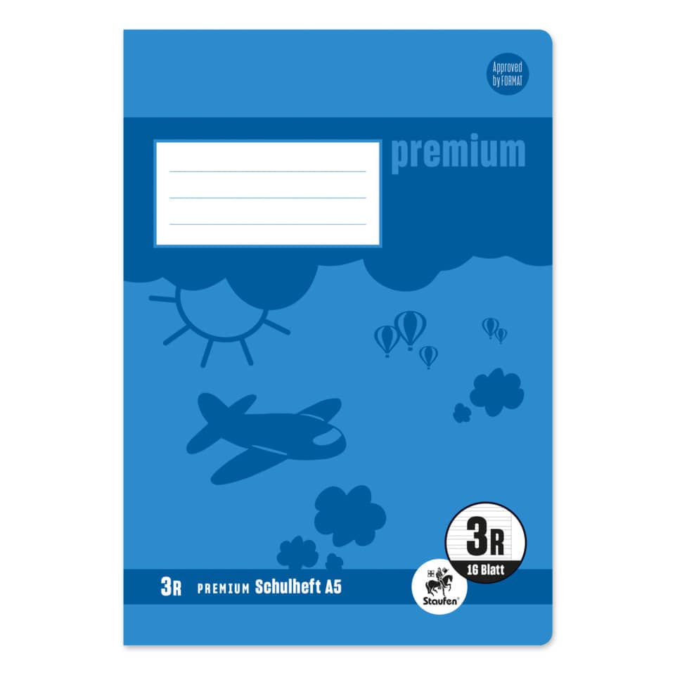 Heft PREMIUM LIN 3R - A5, 16 Blatt, 90 g/qm, DoppelPREMIUM LIN ien mit Rand