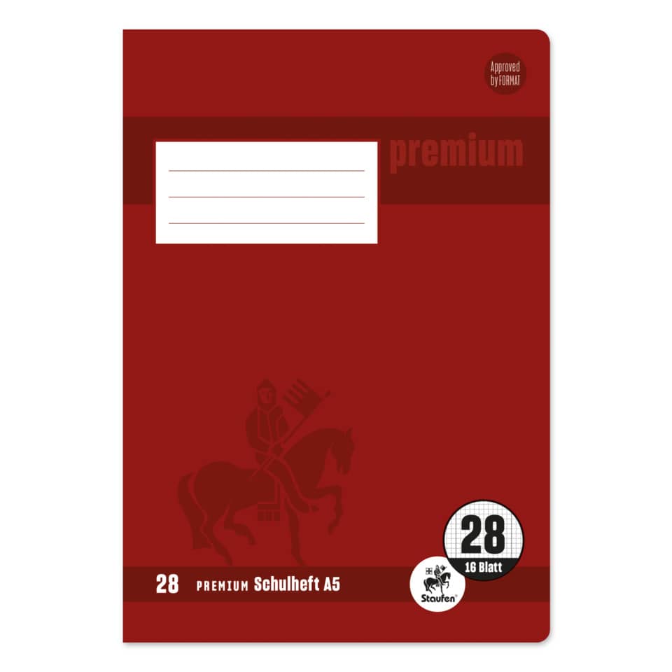 Heft PREMIUM LIN 28 - A5, 16 Blatt, 90 g/qm, kariert mit RandPREMIUM LIN ien