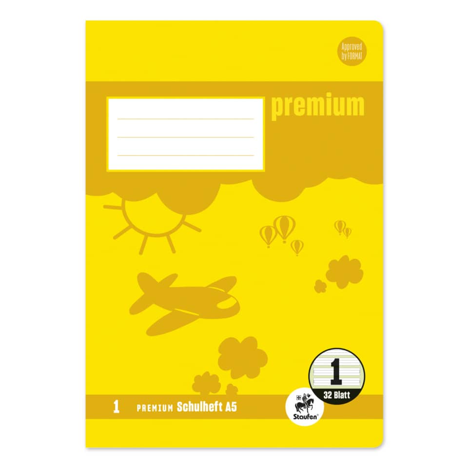 Heft PREMIUM LIN 1 - A5, 32 Blatt, 90 g/qm, PREMIUM LIN iert