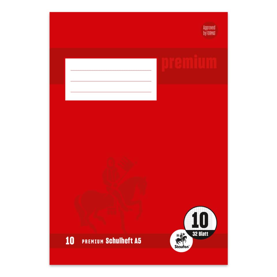 Heft PREMIUM LIN 10 - A5, 32 Blatt, 90 g/qm, kariert mit Rand