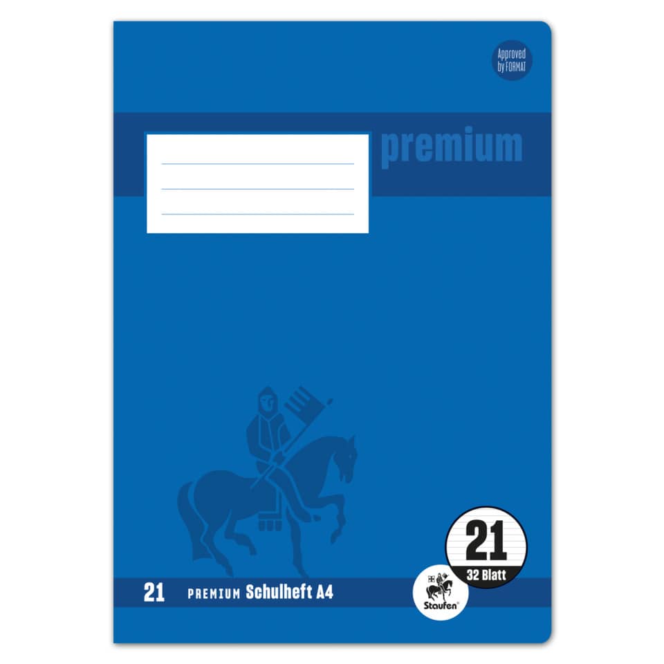 Heft PREMIUM LIN 21 - A4, 32 Blatt, 90 g/qm, PREMIUM LIN iert
