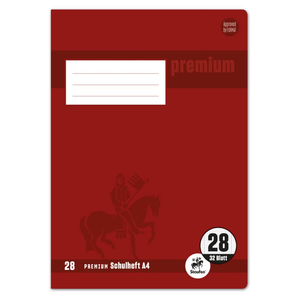 Heft PREMIUM LIN 28 - A4, 32 Blatt, 90 g/qm, kariert mit RandPREMIUM LIN ien