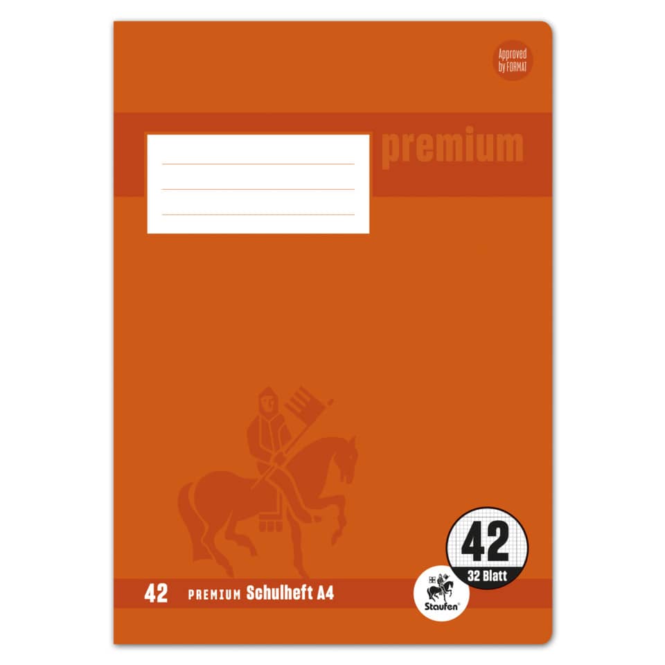 Heft PREMIUM LIN 42 - A4, 32 Blatt, 90 g/qm, kariert mit Umrandung