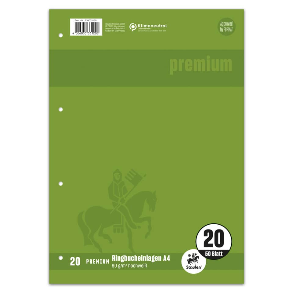 Ringbucheinlage PREMIUM LIN 20 - A4, 90 g/qm, 50 Blatt