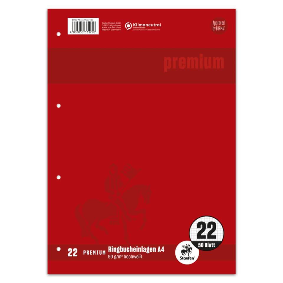 Ringbucheinlage PREMIUM LIN 22 - A4, 90 g/qm, 50 Blatt