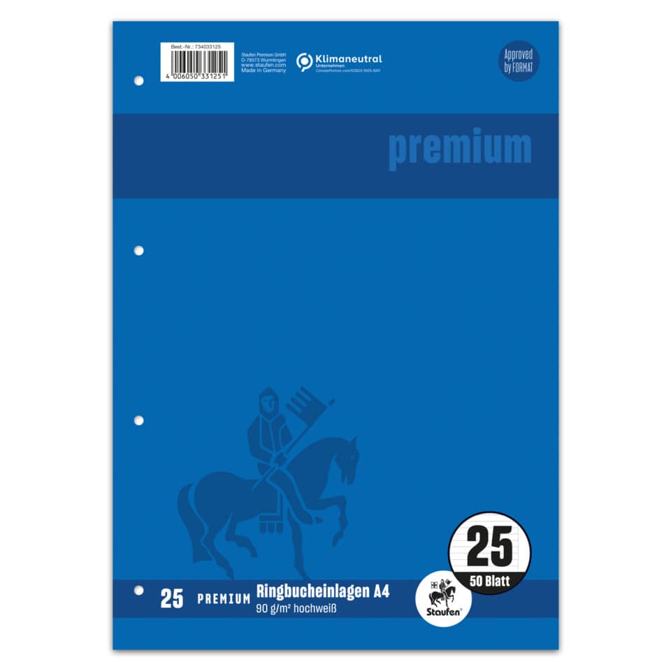 Ringbucheinlage PREMIUM LIN 25 - A4, 90 g/qm, 50 Blatt