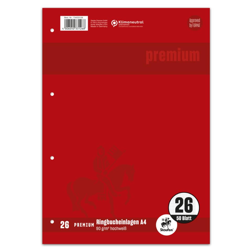 Ringbucheinlage PREMIUM LIN 26 - A4, 90 g/qm, 50 Blatt