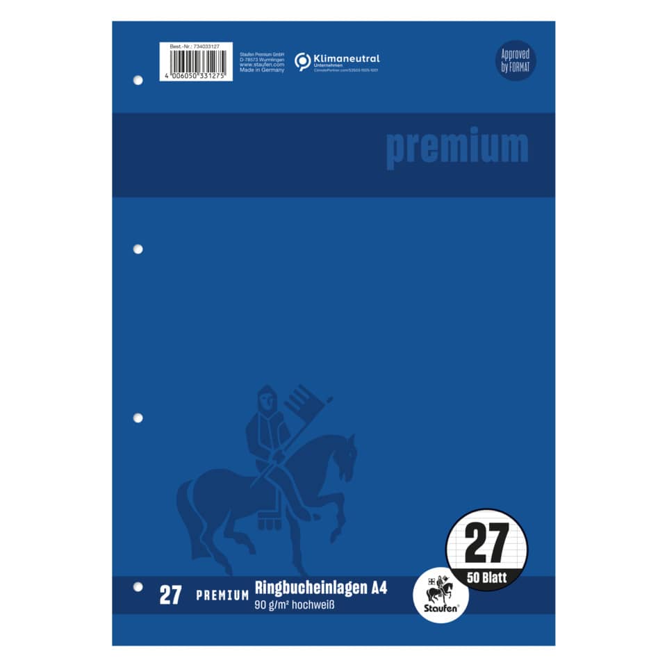 Ringbucheinlage PREMIUM LIN 27 - A4, 90 g/qm, 50 Blatt