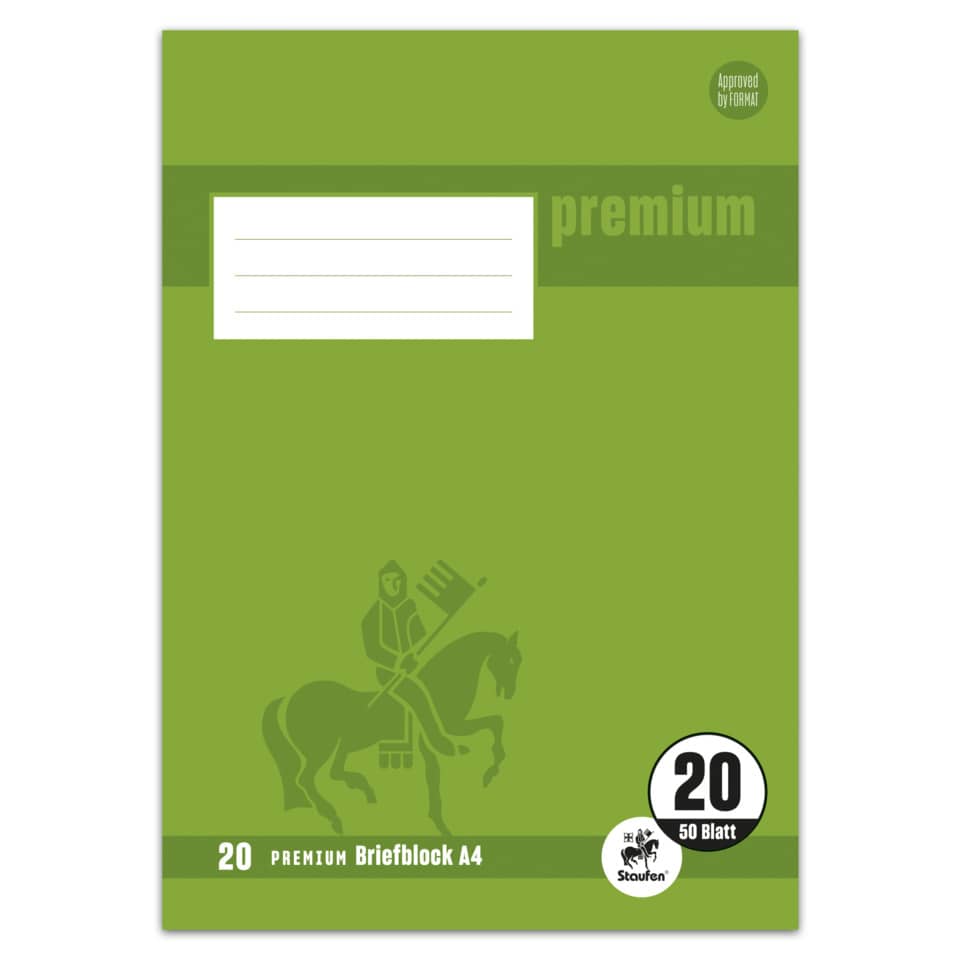 Briefblock PREMIUM LIN 20 - A4, 90 g/qm, 50 Blatt, blanko