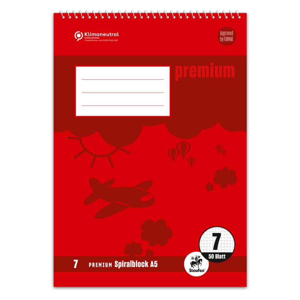 Spiralblock PREMIUM LIN 7 - A5, 40 Blatt, 7 mm kariert