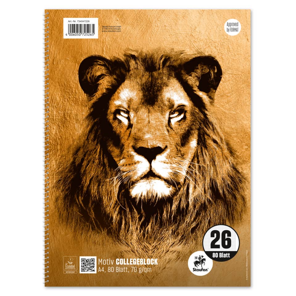 Collegeblock LIN 26 - A4, 80 Blatt, 70 g/qm, sortiert