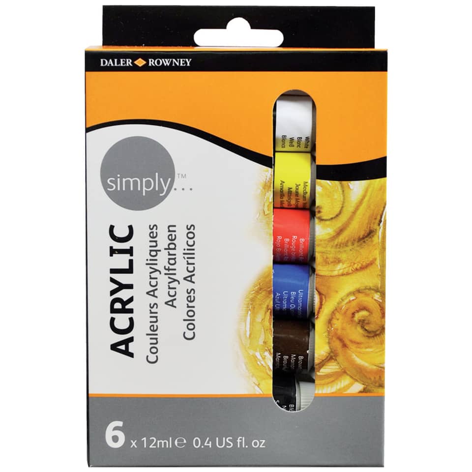 Acrylfarbe Simply - 6x 12 ml sortiert