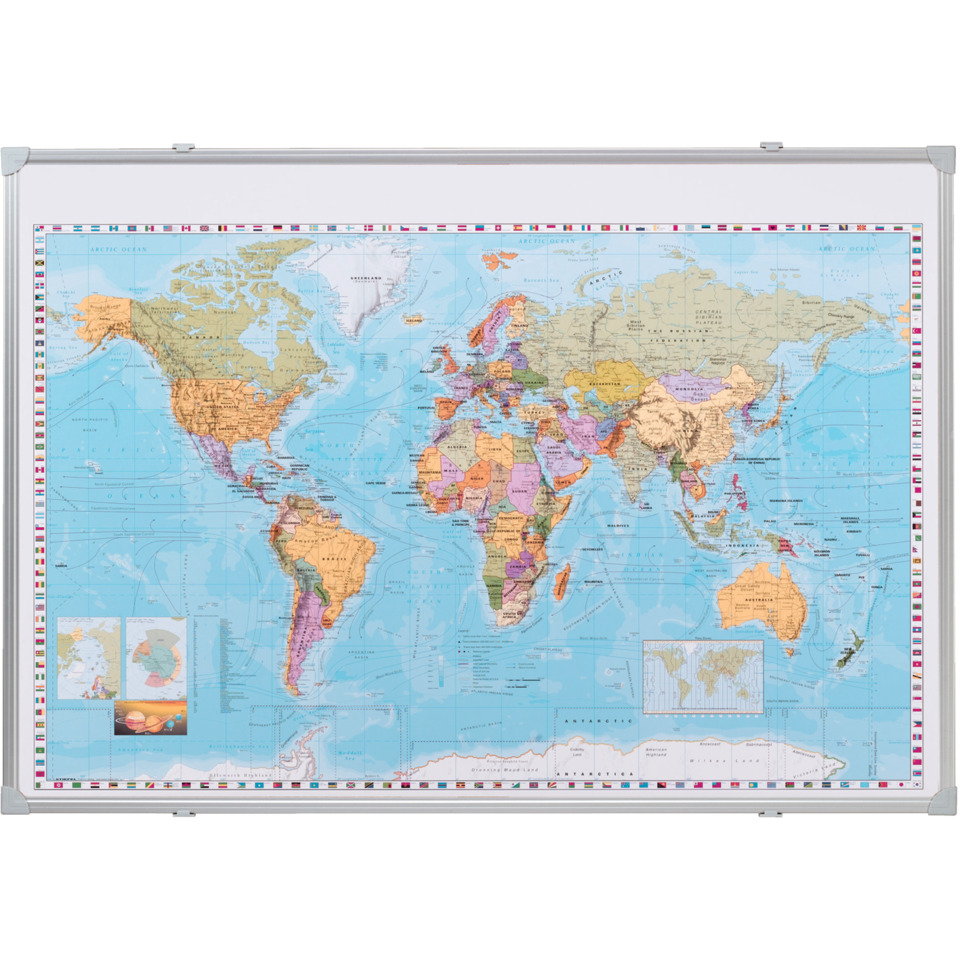 Kartentafel Welt - 138 x 88 cm, beschreibbar, pinnbar