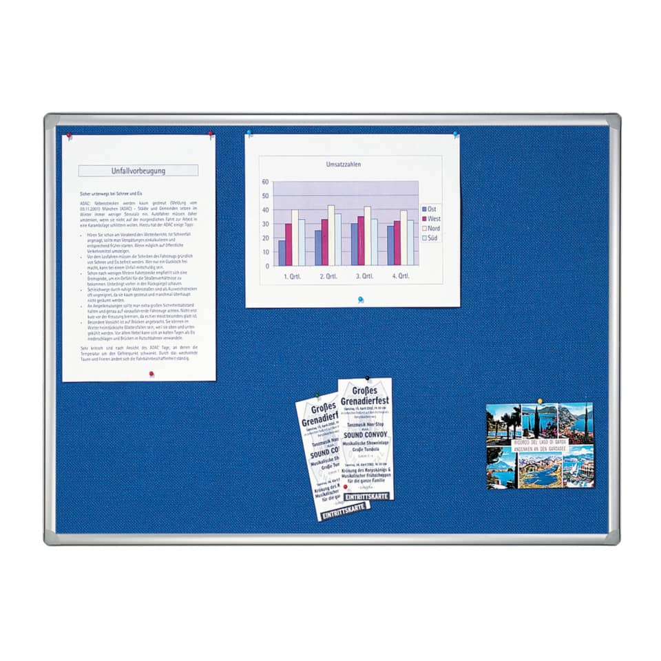Filz-Notiztafel PRO, Aluminiumrahmen, 1200 x 900 mm, blau