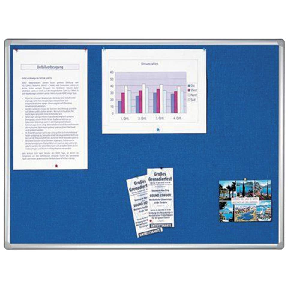 Filz-Notiztafel PRO, Aluminiumrahmen, 1800 x 900 mm, blau