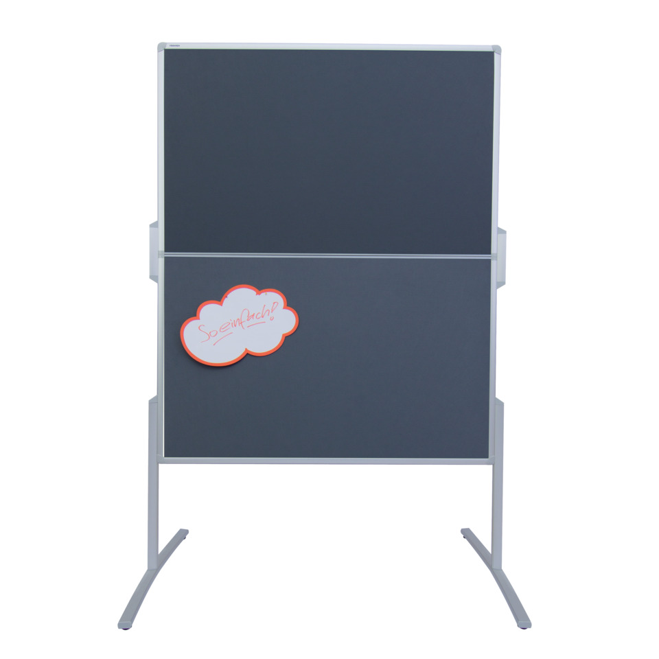 Moderationstafel PRO - 120 x 150 cm, grau/Filz, klappbar