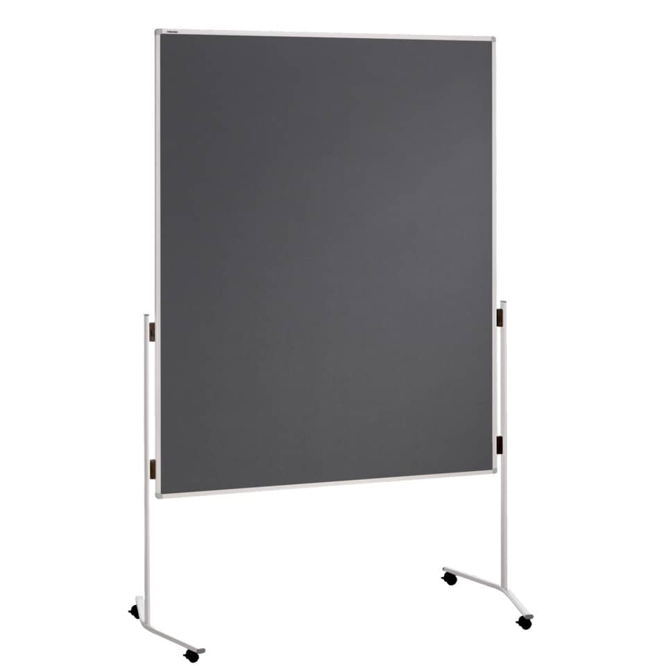 Moderationstafel ECO - 120 x 150 cm, grau/Filz, mit Rollen