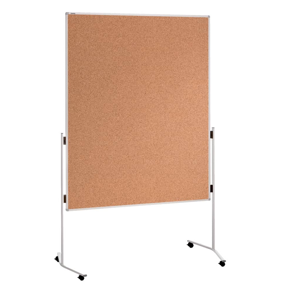 Moderationstafel ECO - 120 x 150 cm, braun/Kork, mit Rollen