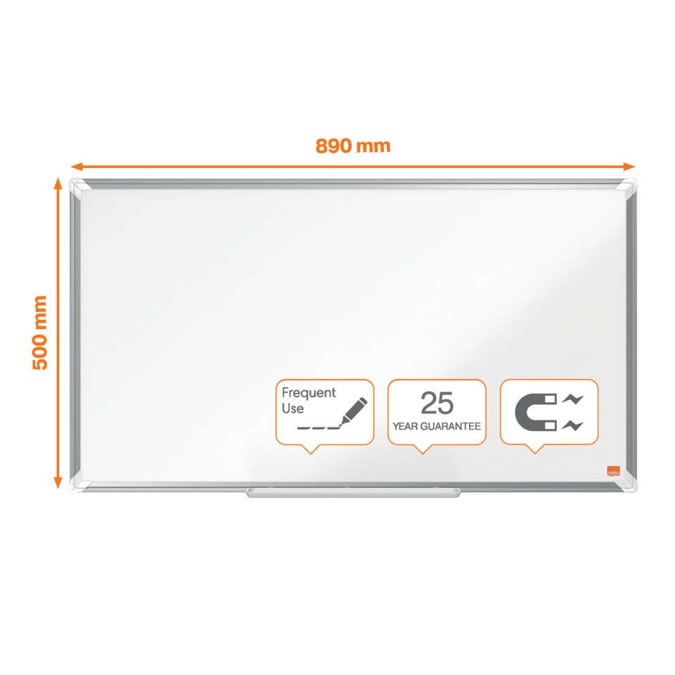 Whiteboardtafel Premium Plus - 89 x 50 cm, emailliert, weiß