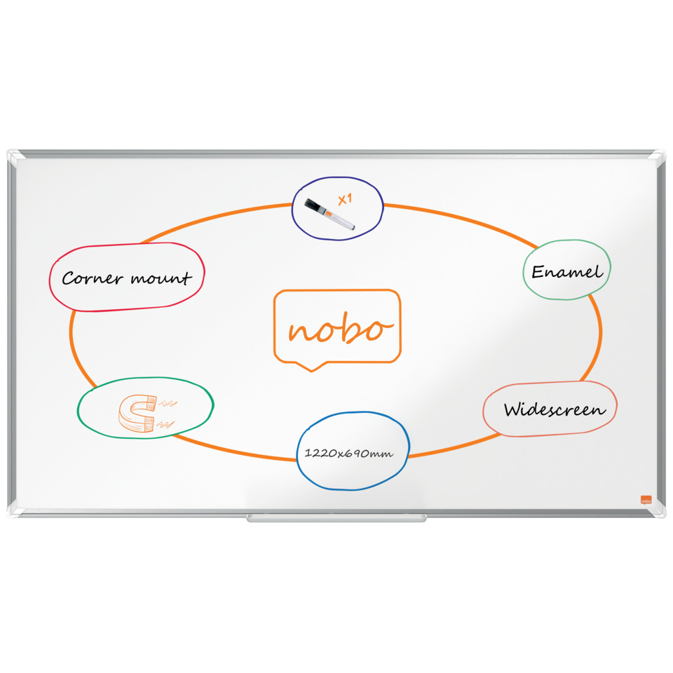 Whiteboardtafel Premium Plus - 122 x 69 cm, emailliert, weiß