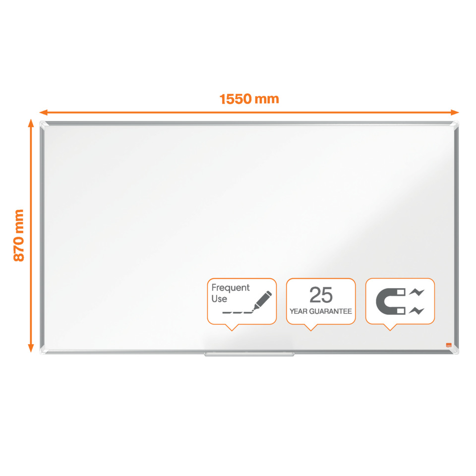 Whiteboardtafel Premium Plus - 155 x 87 cm, emailliert, weiß