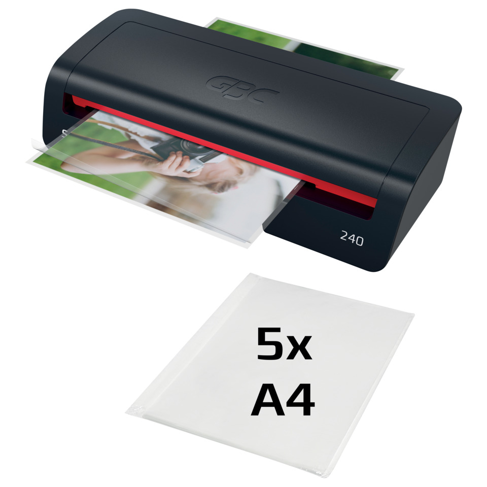Laminiergerät 240, A4, 75-125 Micron, HomeOffice, schwarz/rot