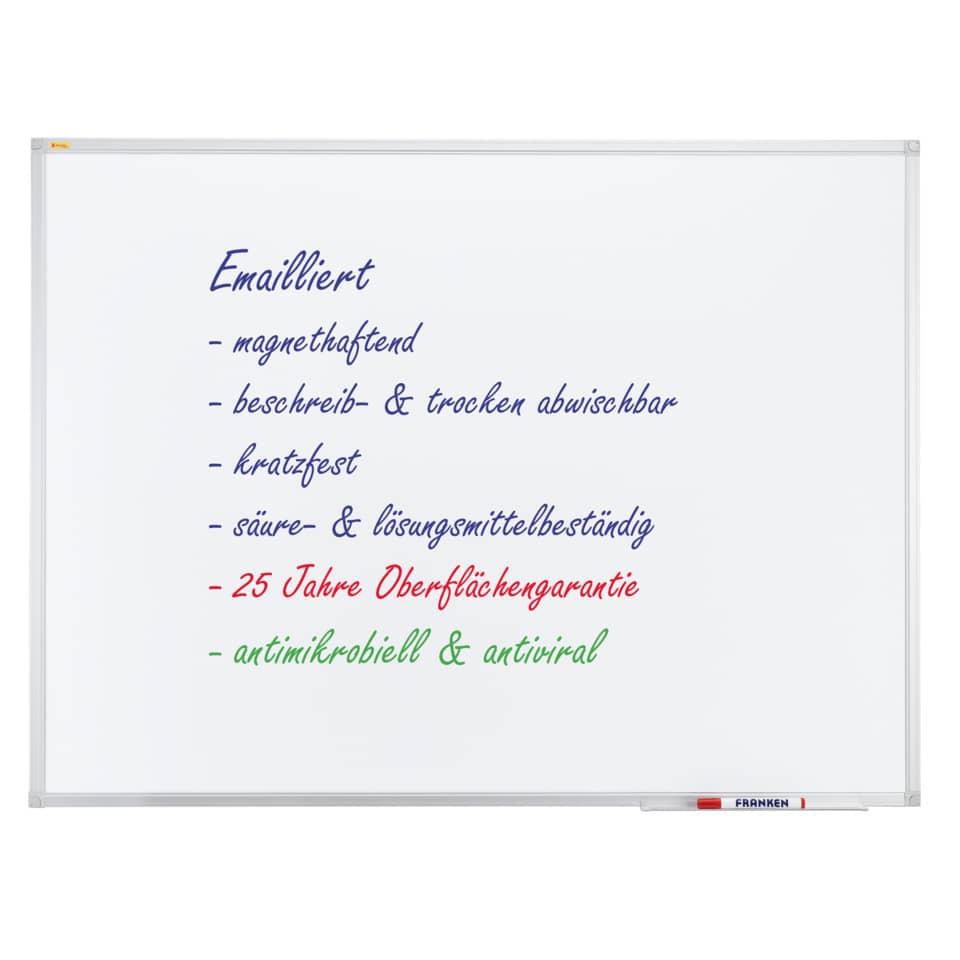 X-tra!Line® Schreibtafel - 90 x 60 cm, emailliert & antimikrobiell, weiß