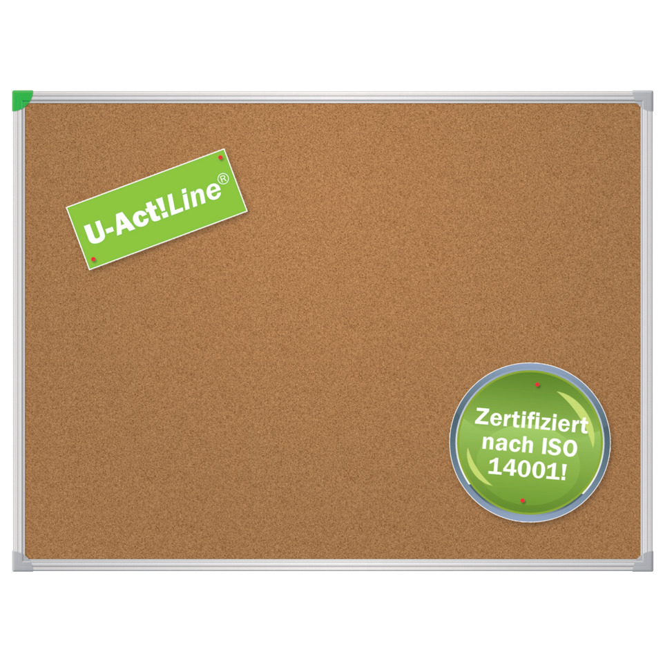 Kork-Notiztafel U-Act!Line®, Aluminiumrahmen, 1800 x 1200 mm, kork